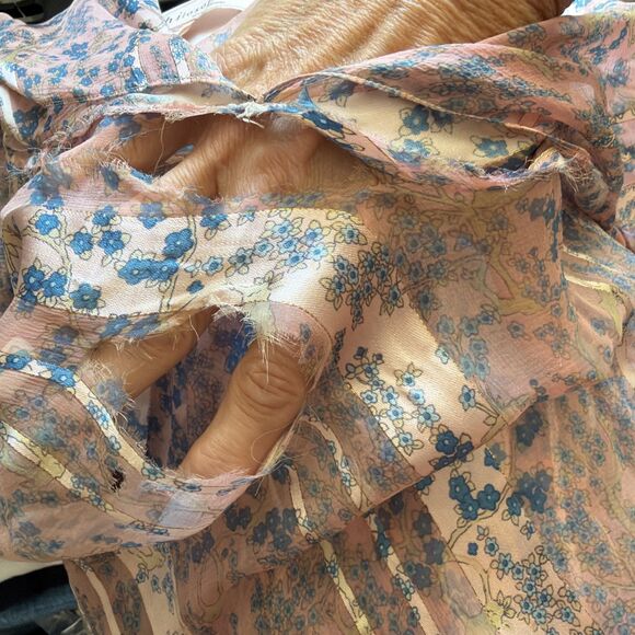Exquisite Pure Silk Sheer Vintage Dress FairyCore Cottagecore Feminine 4  Damage - Picture 5 of 8